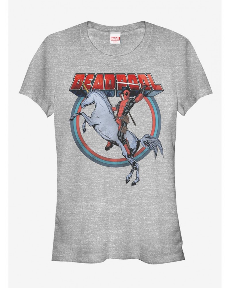 Marvel Deadpool Rides Unicorn Girls T-Shirt $7.77 T-Shirts