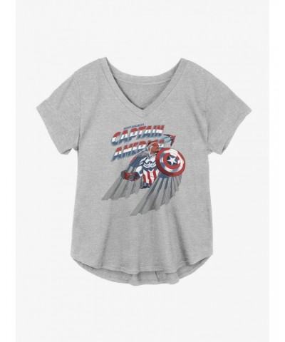 Marvel The Falcon And The Winter Soldier Falcon With Shield Girls Plus Size T-Shirt $11.10 T-Shirts