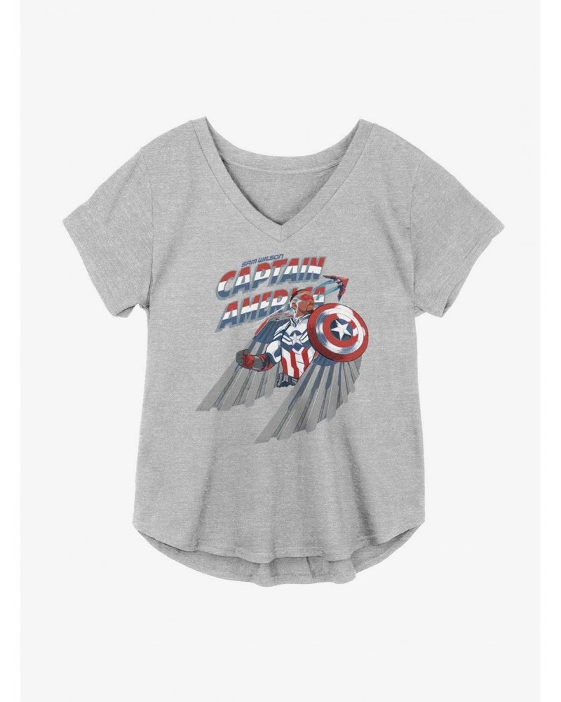 Marvel The Falcon And The Winter Soldier Falcon With Shield Girls Plus Size T-Shirt $11.10 T-Shirts