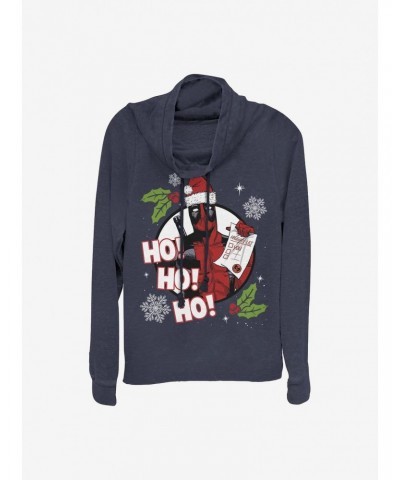 Marvel Deadpool Naughty List Holiday Cowl Neck Long-Sleeve Girls Top $16.52 Tops