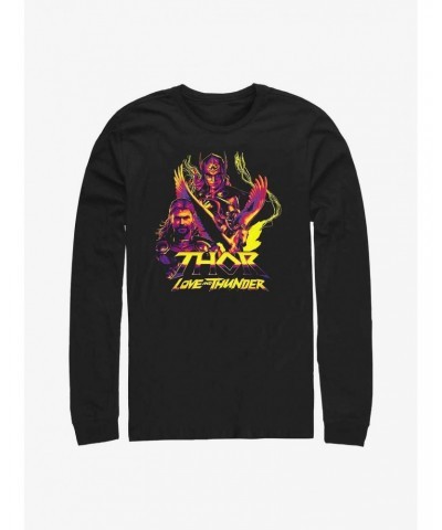 Marvel Thor: Love And Thunder Character Pyramid Long Sleeve T-Shirt $8.69 T-Shirts