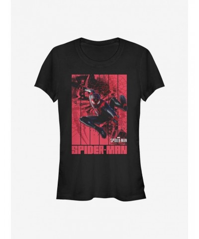 Marvel Spider-Man Panel Miles Morales Paint Girls T-Shirt $7.37 T-Shirts