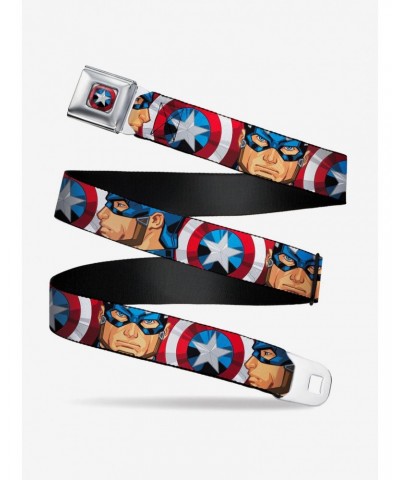 Marvel Captain America Multi Face And Shield Close Up Seatbelt Belt $11.21 Belts