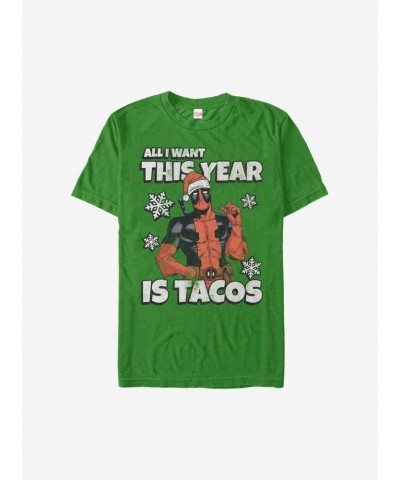 Marvel Deadpool All I Want Is Tacos Holiday T-Shirt $8.03 T-Shirts