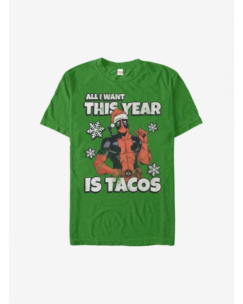 Marvel Deadpool All I Want Is Tacos Holiday T-Shirt $8.03 T-Shirts