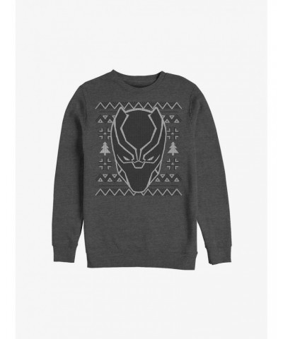 Marvel Black Panther Mask Ugly Christmas Sweatshirt $12.99 Sweatshirts