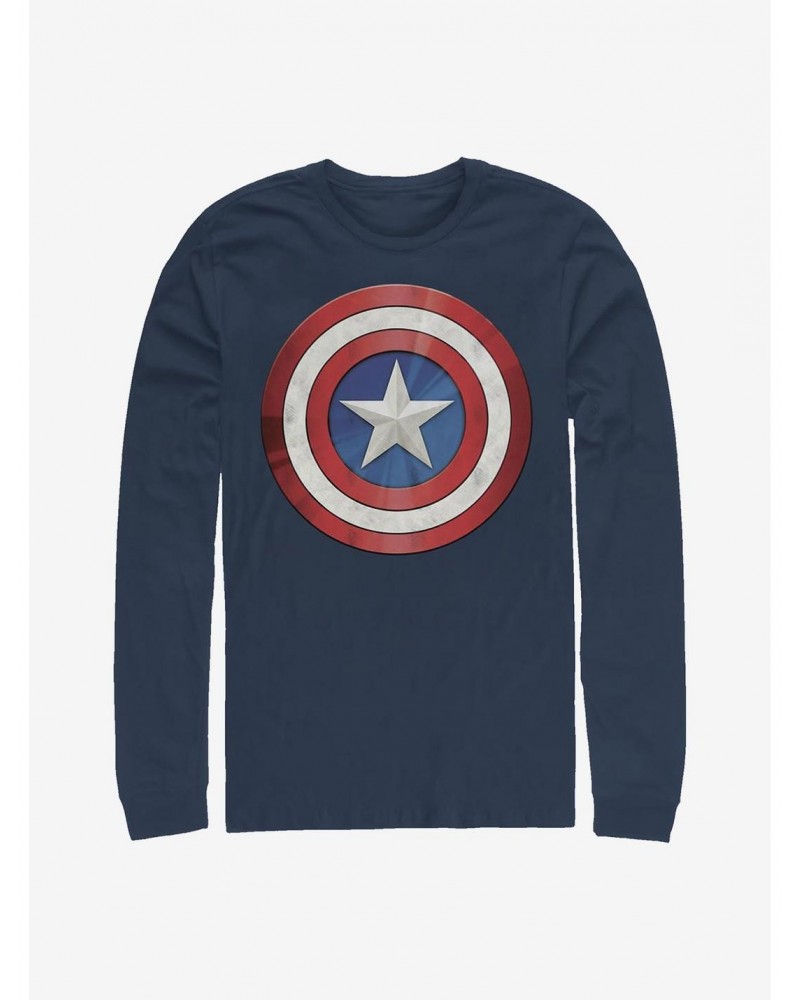 Marvel Captain America Shiny Shield Long-Sleeve T-Shirt $10.53 T-Shirts