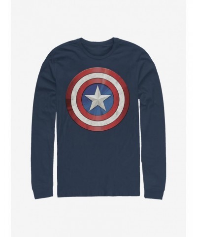 Marvel Captain America Shiny Shield Long-Sleeve T-Shirt $10.53 T-Shirts