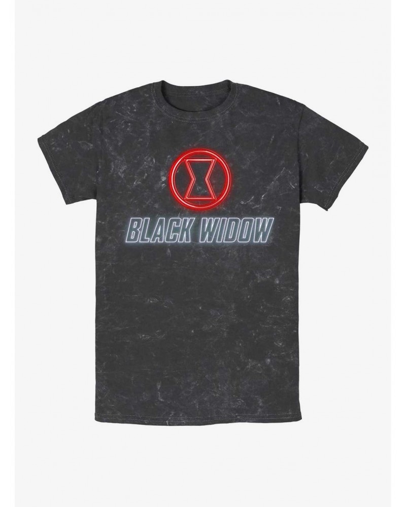 Marvel Black Widow Neon Logo Mineral Wash T-Shirt $7.25 T-Shirts